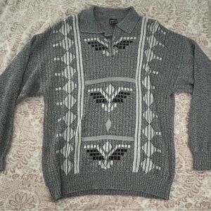 Gray oversized collared cardigan